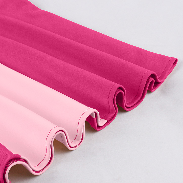 vintage dress, halter swing dress, pink magenta dress, 1950s retro dress, color - block dress, bow - tie neck dress, belted dress, ruched bodice dress, flared skirt dress, summer dress, cocktail dress, rockabilly dress, feminine dress, pin - up dress, vintage inspired dress #N23937