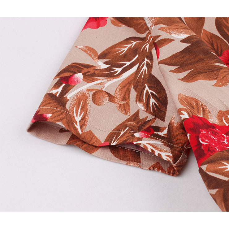 Cute Summertime Printed A-line Swing Dress, Retro Printed Dresses for Women 1960, Vintage Floral Printed Dresses 1950