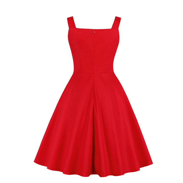 Red Bridal Dress, Cute Red A-line Swing Dress, Retro Dresses for Women 1960, Vintage Dresses 1950