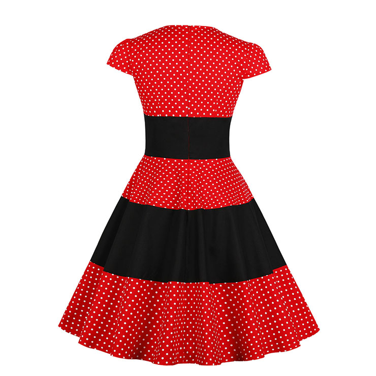 Vintage Red Polka Dots Dress, Cute Red A-line Swing Dress, Retro Dresses for Women 1960, Vintage Dresses 1950
