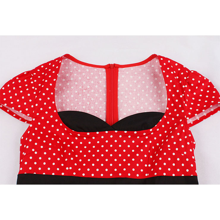 Vintage Red Polka Dots Dress, Cute Red A-line Swing Dress, Retro Dresses for Women 1960, Vintage Dresses 1950