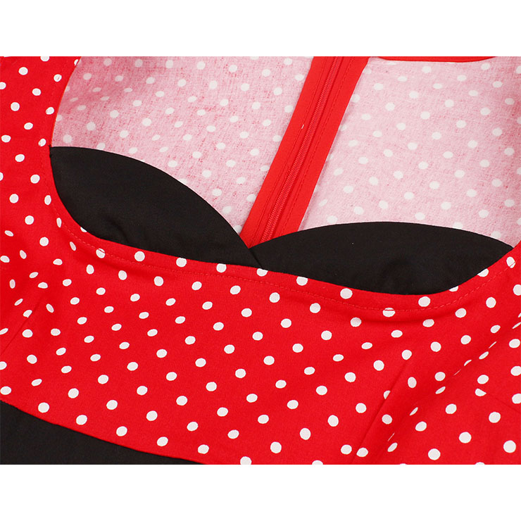 Vintage Red Polka Dots Dress, Cute Red A-line Swing Dress, Retro Dresses for Women 1960, Vintage Dresses 1950