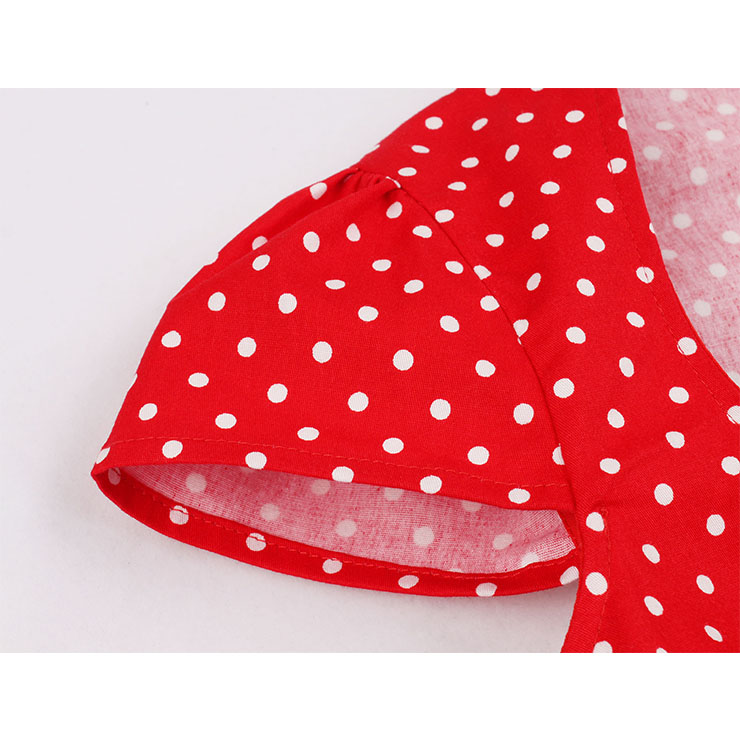 Vintage Red Polka Dots Dress, Cute Red A-line Swing Dress, Retro Dresses for Women 1960, Vintage Dresses 1950