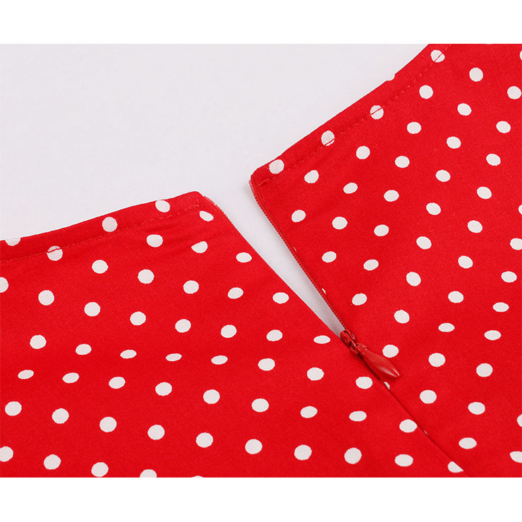 Vintage Red Polka Dots Dress, Cute Red A-line Swing Dress, Retro Dresses for Women 1960, Vintage Dresses 1950