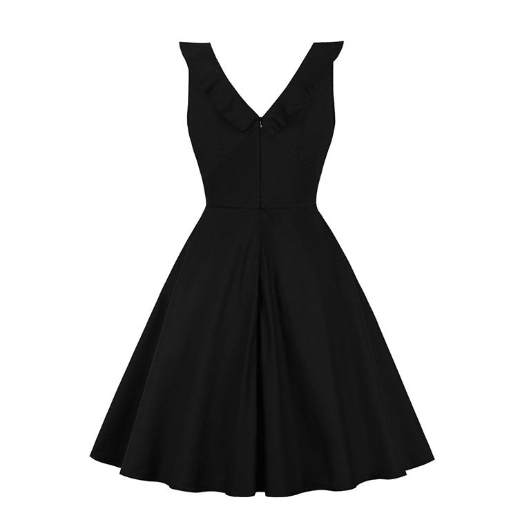 Vintage Double-breasted Dress, Fashion Ruffle Lapel A-line Swing Dress, Retro Dresses for Women 1960, Vintage Dresses 1950