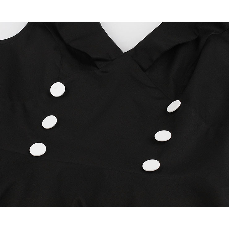 Vintage Double-breasted Dress, Fashion Ruffle Lapel A-line Swing Dress, Retro Dresses for Women 1960, Vintage Dresses 1950