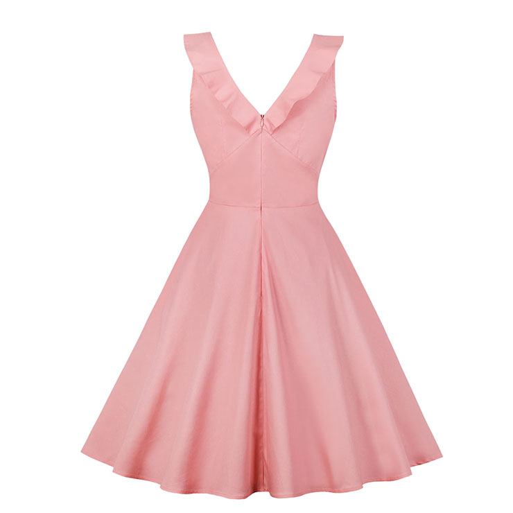 Vintage Double-breasted Dress, Fashion Ruffle Lapel A-line Swing Dress, Retro Dresses for Women 1960, Vintage Dresses 1950