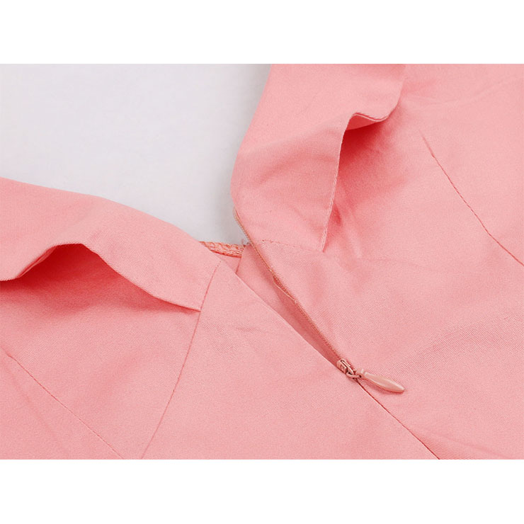Vintage Double-breasted Dress, Fashion Ruffle Lapel A-line Swing Dress, Retro Dresses for Women 1960, Vintage Dresses 1950
