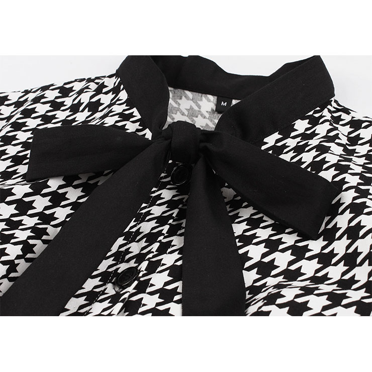 Vintage Houndstooth Dress, Fashion Houndstooth High Waist A-line Swing Dress, Retro Houndstooth Dresses for Women 1960, Vintage Dresses 1950