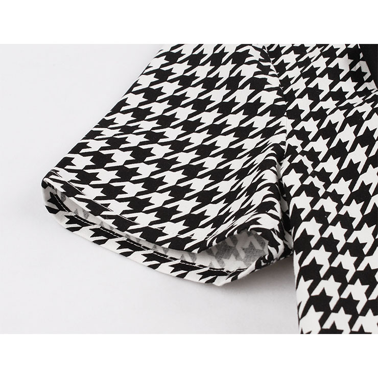 Vintage Houndstooth Dress, Fashion Houndstooth High Waist A-line Swing Dress, Retro Houndstooth Dresses for Women 1960, Vintage Dresses 1950