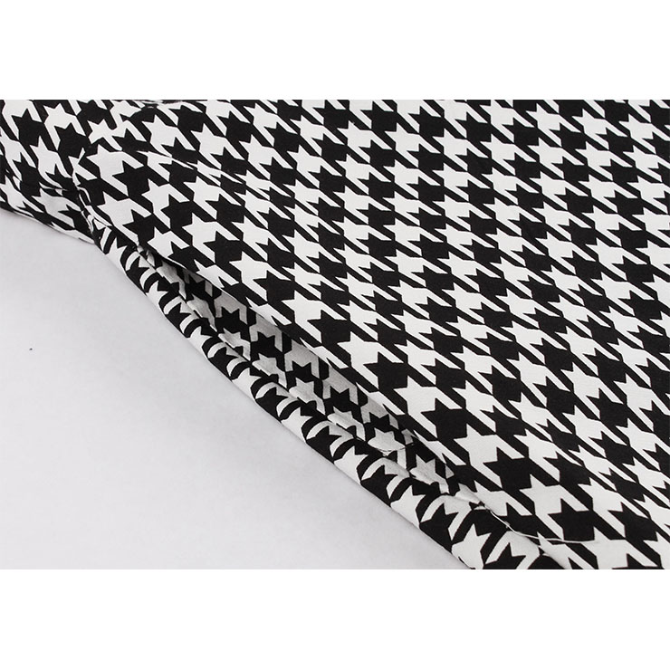 Vintage Houndstooth Dress, Fashion Houndstooth High Waist A-line Swing Dress, Retro Houndstooth Dresses for Women 1960, Vintage Dresses 1950