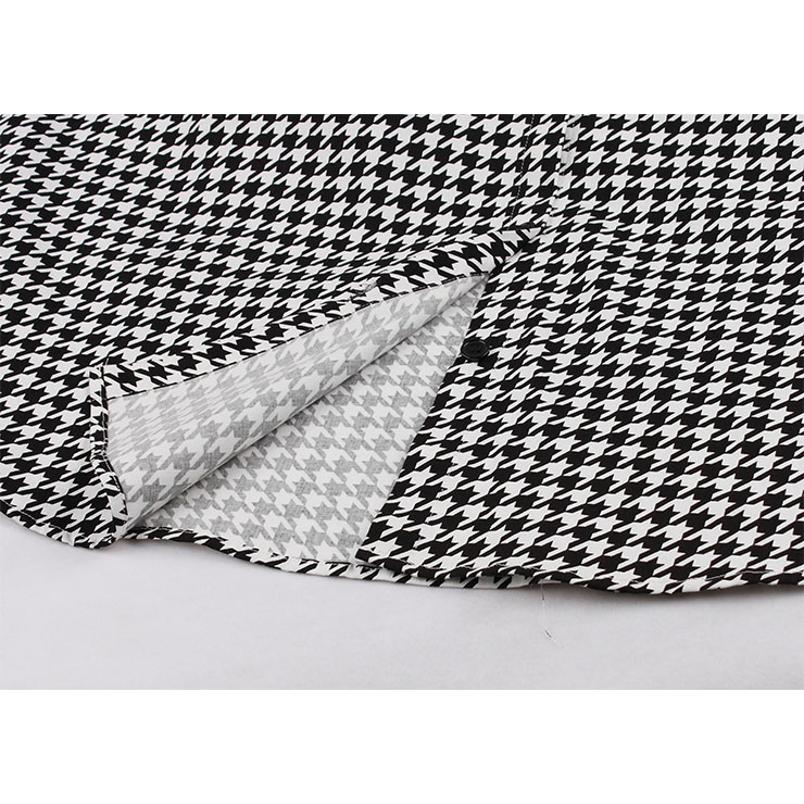 Vintage Houndstooth Dress, Fashion Houndstooth High Waist A-line Swing Dress, Retro Houndstooth Dresses for Women 1960, Vintage Dresses 1950