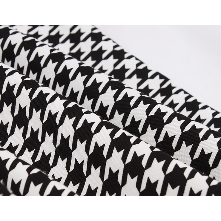 Vintage Houndstooth Dress, Fashion Houndstooth High Waist A-line Swing Dress, Retro Houndstooth Dresses for Women 1960, Vintage Dresses 1950