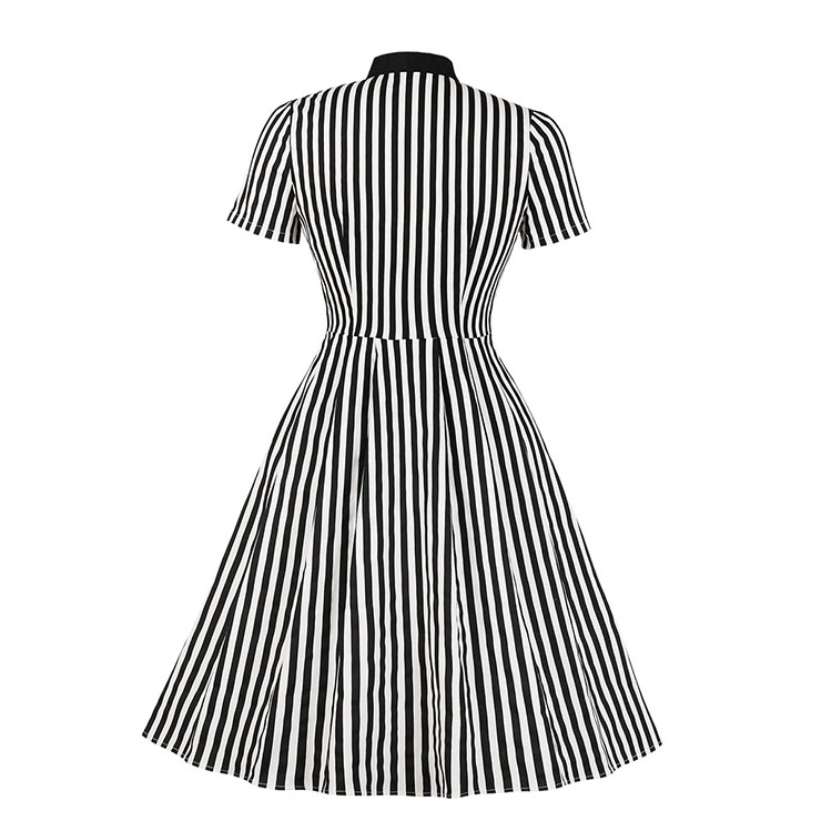 Vintage Vertical Stripes Dress, Fashion Vertical Stripes High Waist A-line Swing Dress, Retro Vertical Stripes Dresses for Women 1960, Vintage Dresses 1950