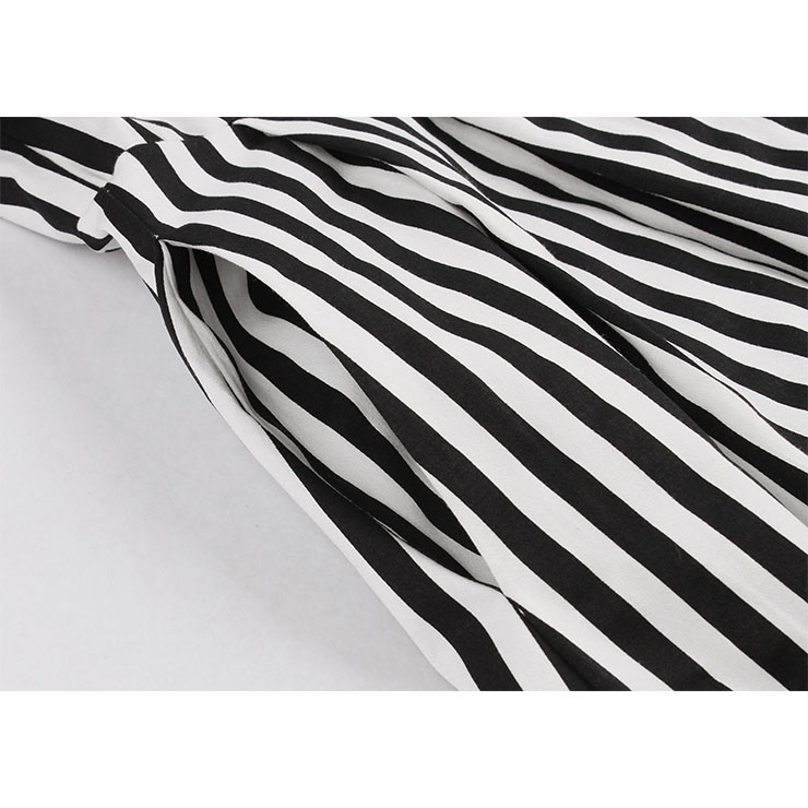 Vintage Vertical Stripes Dress, Fashion Vertical Stripes High Waist A-line Swing Dress, Retro Vertical Stripes Dresses for Women 1960, Vintage Dresses 1950