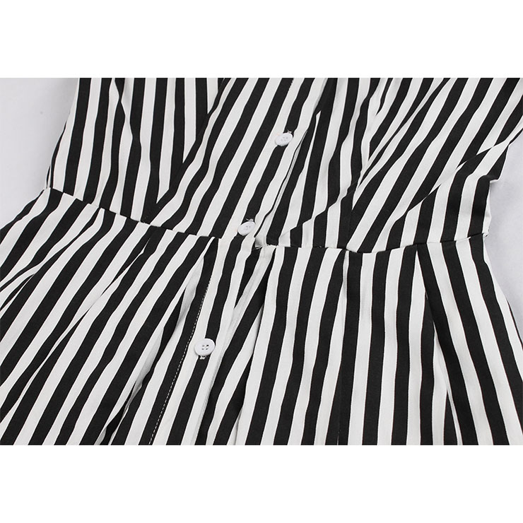 Vintage Vertical Stripes Dress, Fashion Vertical Stripes High Waist A-line Swing Dress, Retro Vertical Stripes Dresses for Women 1960, Vintage Dresses 1950
