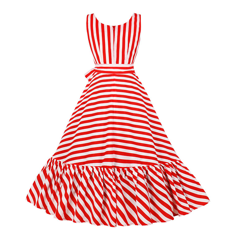 Vintage Striped Dress, Fashion Striped High Waist A-line Swing Dress, Retro Striped Dresses for Women 1960, Vintage Dresses 1950