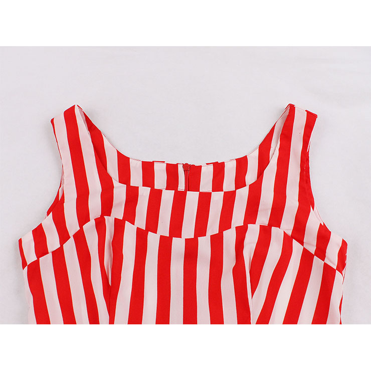 Vintage Striped Dress, Fashion Striped High Waist A-line Swing Dress, Retro Striped Dresses for Women 1960, Vintage Dresses 1950