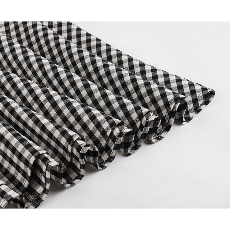 Vintage Grid Dress, Fashion Checkered High Waist A-line Swing Dress, Retro Plaid Dresses for Women 1960, Vintage Dresses 1950