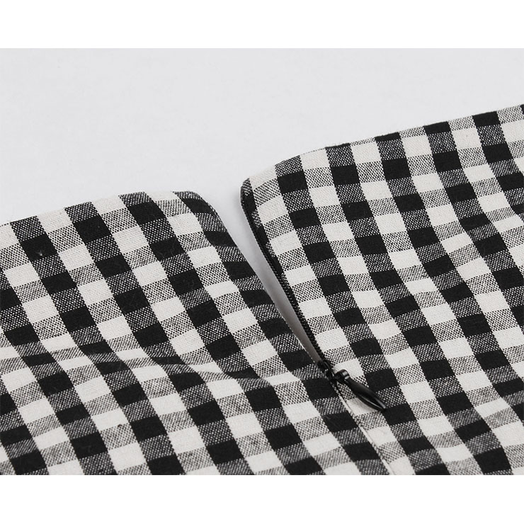 Vintage Grid Dress, Fashion Checkered High Waist A-line Swing Dress, Retro Plaid Dresses for Women 1960, Vintage Dresses 1950