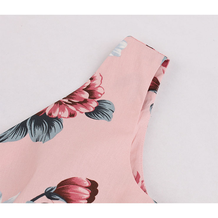 Vintage Floral Print Dress, Fashion Floral Pattern High Waist A-line Swing Dress, Retro Dresses for Women 1960, Vintage Dresses 1950