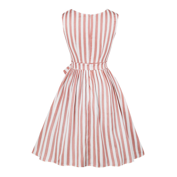 Retro Vertical Striped Dress, Fashion Vertical Striped High Waist A-line Swing Dress, Retro Dresses for Women 1960, Vintage Dresses 1950