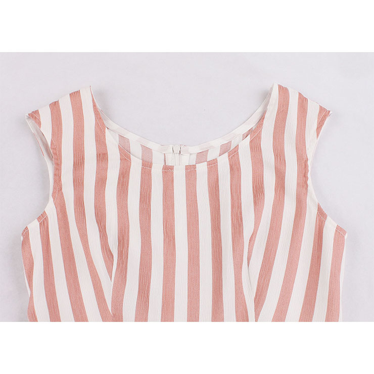 Retro Vertical Striped Dress, Fashion Vertical Striped High Waist A-line Swing Dress, Retro Dresses for Women 1960, Vintage Dresses 1950
