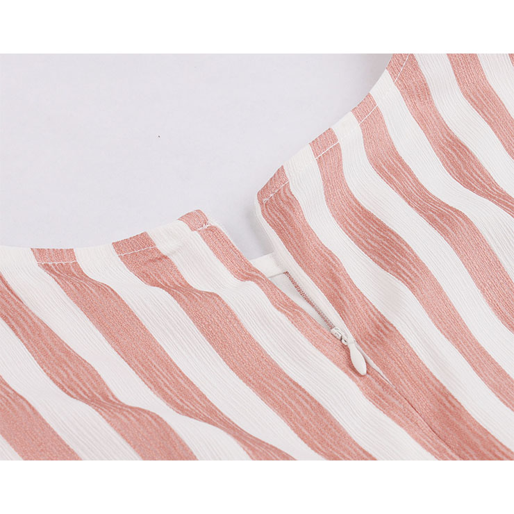 Retro Vertical Striped Dress, Fashion Vertical Striped High Waist A-line Swing Dress, Retro Dresses for Women 1960, Vintage Dresses 1950