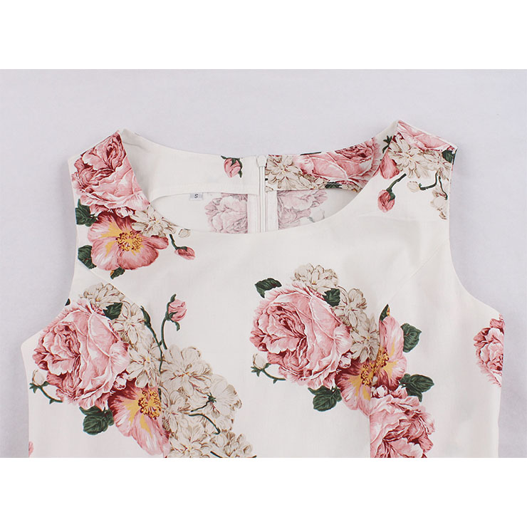Retro Floral Printed Dress, Fashion Floral Printed High Waist A-line Swing Dress, Retro Dresses for Women 1960, Vintage Dresses 1950