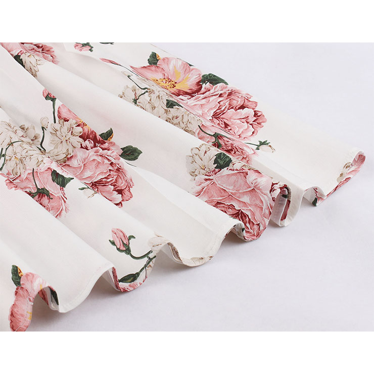 Retro Floral Printed Dress, Fashion Floral Printed High Waist A-line Swing Dress, Retro Dresses for Women 1960, Vintage Dresses 1950