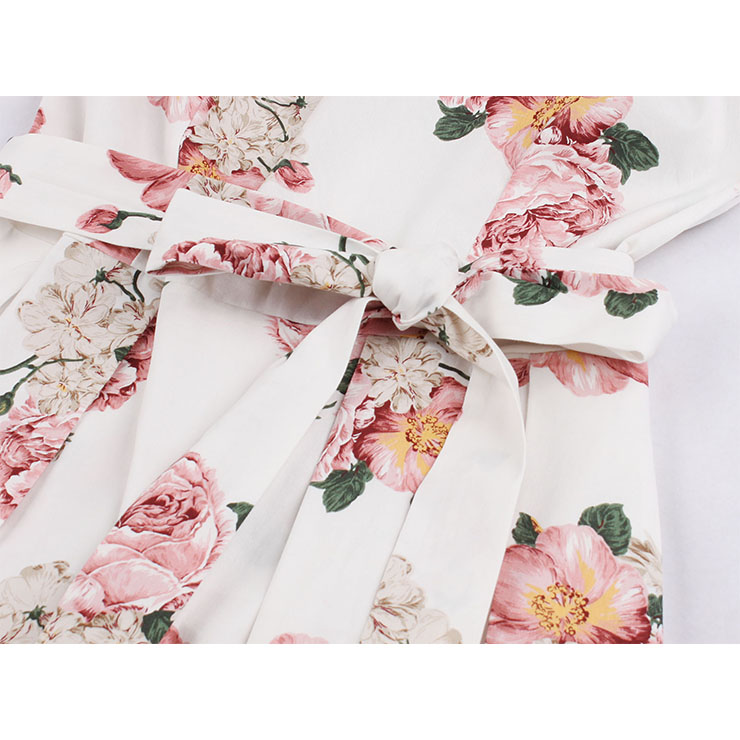 Retro Floral Printed Dress, Fashion Floral Printed High Waist A-line Swing Dress, Retro Dresses for Women 1960, Vintage Dresses 1950