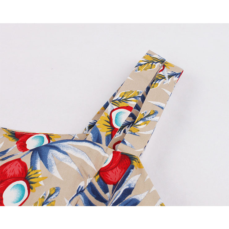 Fashion Tropical Printed Cocktail Party Midi Dress, Retro Cocktail Midi Dress, Vintage High Waist Midi Dress, Retro Dresses for Women 1960, Vintage Dresses 1950