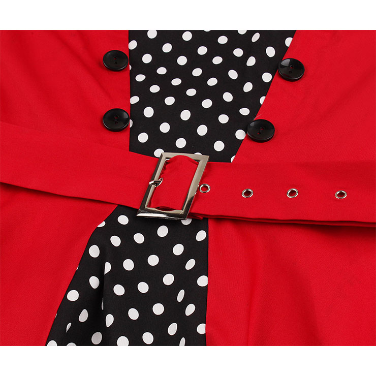 Fashion Polka Dots Printed Cocktail Party Midi Dress, Retro Cocktail Midi Dress, Vintage High Waist Midi Dress, Retro Dresses for Women 1960, Vintage Dresses 1950