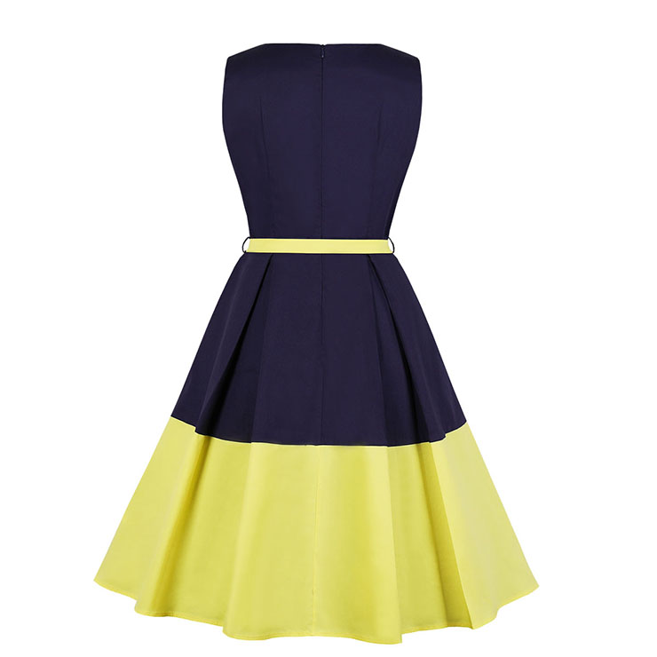 OL Dress, Fashion Contrast Color Cocktail Party Midi Dress, Retro Cocktail Midi Dress, Vintage High Waist Midi Dress, Retro Dresses for Women 1960, Vintage Dresses 1950