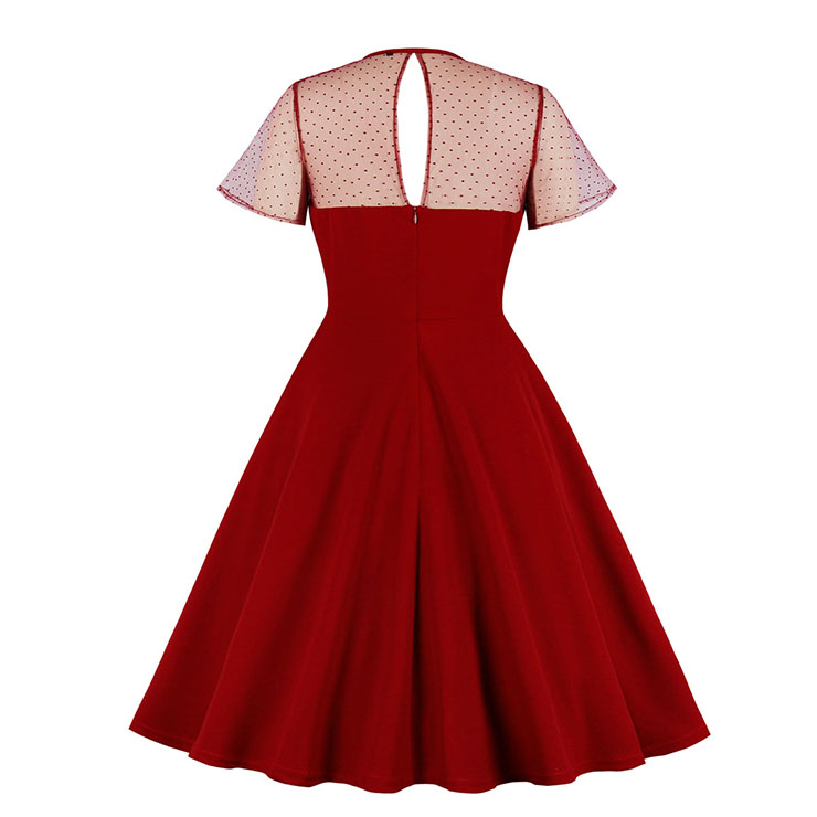 Gothic Sheer Mesh Dress, Fashion A-line Swing Dress, Retro Dresses for Women 1960, Vintage Dresses 1950