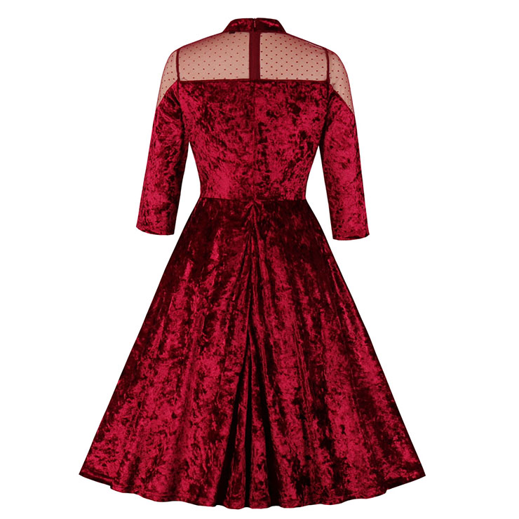 Gothic Sheer Mesh Dress, Fashion A-line Swing Dress, Retro Dresses for Women 1960, Vintage Dresses 1950