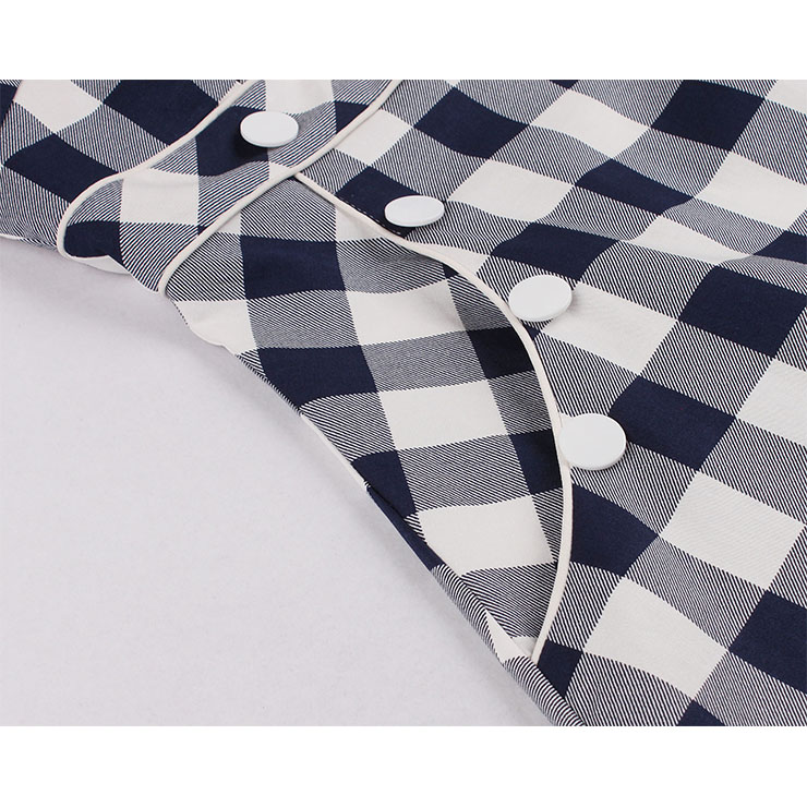 Vintage Grid Dress, Fashion Checkered High Waist A-line Swing Dress, Retro Plaid Dresses for Women 1960, Vintage Dresses 1950