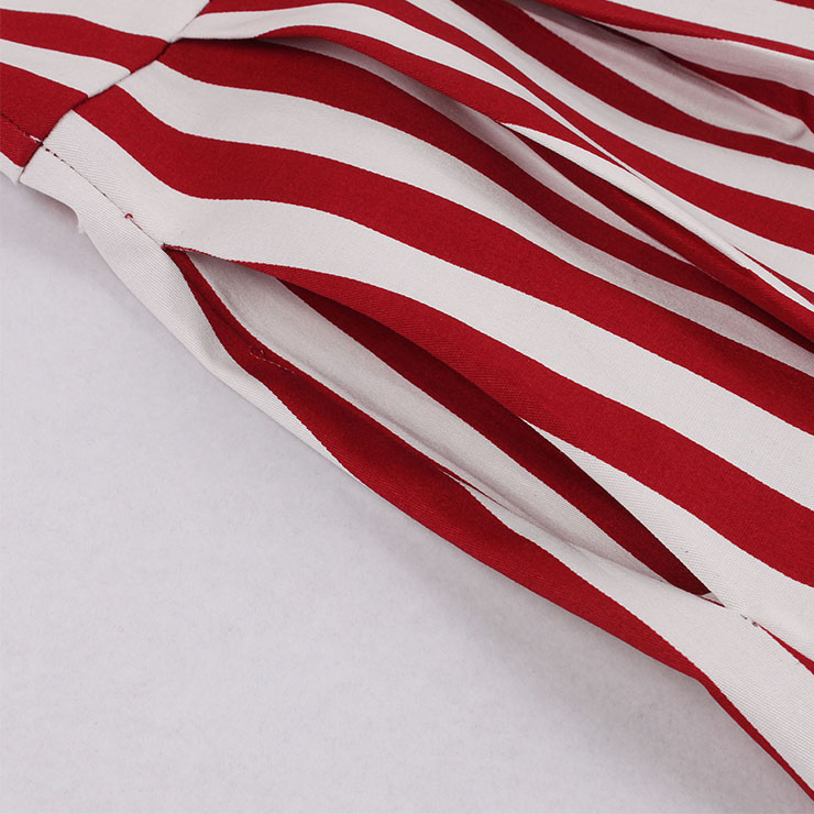 Vintage Vertical Stripes Dress, Fashion Vertical Stripes High Waist A-line Swing Dress, Retro Vertical Stripes Dresses for Women 1960, Vintage Dresses 1950
