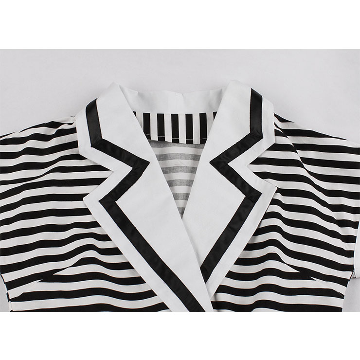 Vintage Lapel Stripes Dress, Fashion Stripes High Waist A-line Swing Dress, Retro Stripes Dresses for Women 1960, Vintage Dresses 1950