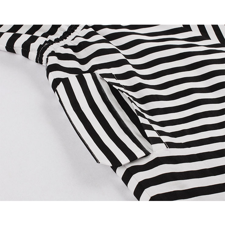 Vintage Lapel Stripes Dress, Fashion Stripes High Waist A-line Swing Dress, Retro Stripes Dresses for Women 1960, Vintage Dresses 1950