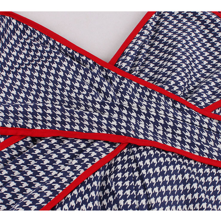 Cute Grid Summertime Printed A-line Swing Dress, Retro Grid Printed Dresses for Women 1960, Vintage Grid Printed Dresses 1950