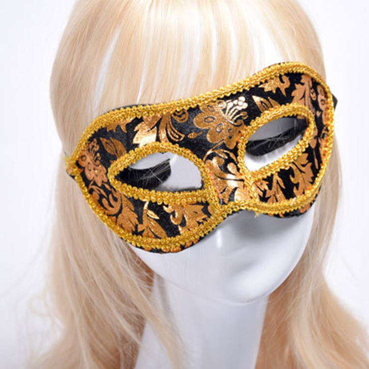 Victorian Gothic Golden Floral Hot Stamping Cosplay Masquerade Party Eye Mask MS20000
