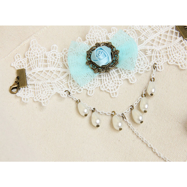 Vintage Lace Bracelet, Gothic Rose Bracelet, Cheap Wristband, Gothic White Lace Bracelet, Victorian Floral Lace Bracelet, Retro White Floral Lace Wristband, Bracelet with Ring, #J18091