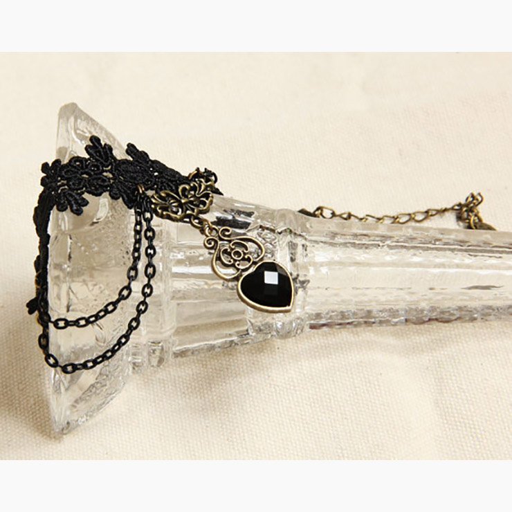 Vintage Bracelet, Gothic Bracelet, Cheap Wristband, Vintage Black Lace Bracelet, Victorian Bracelet, Retro Metal Ring Bracelet, #J17855
