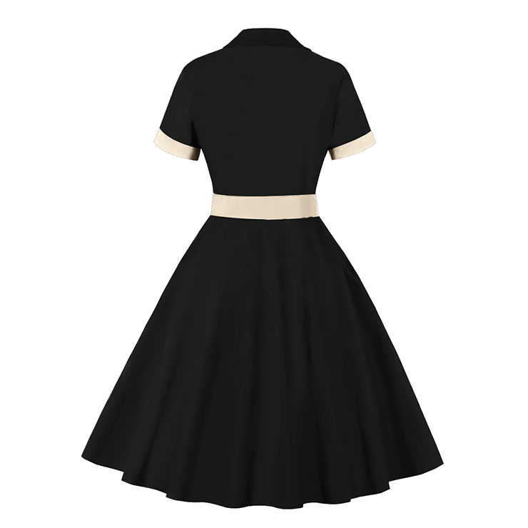 Vintage Cocktail Party Dress, Vintage Dresses for Women, Sexy Dresses for Women Cocktail Party, Vintage High Waist Dress, Short Sleeves Swing Daily Dress, Vintage Plaid Printed Swing Dress, #N21714