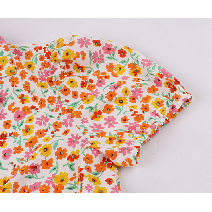 Retro Floral Print Dresses for Women 1960, Vintage 1950