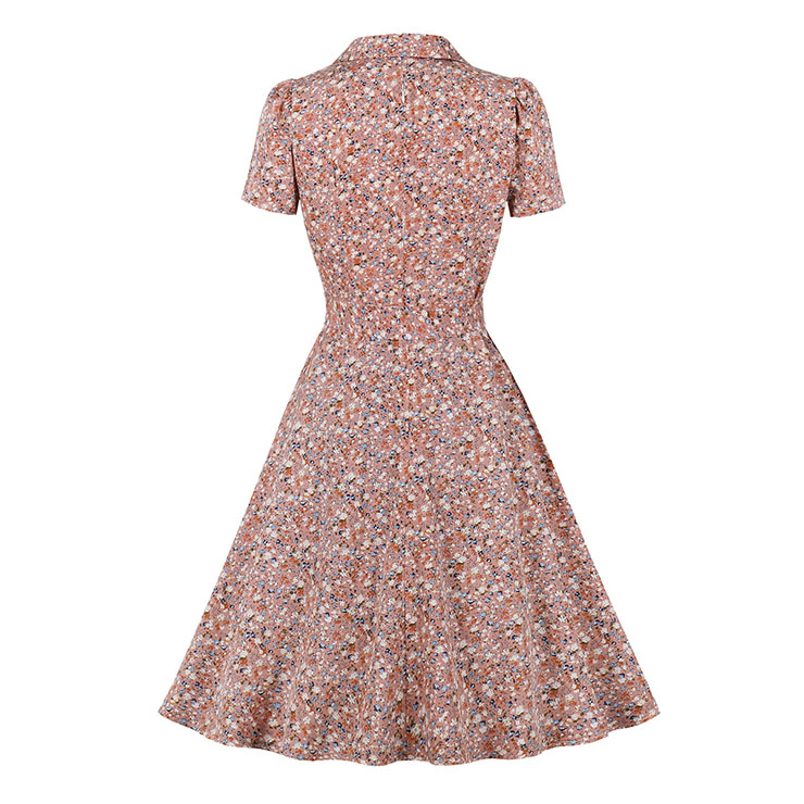 Retro Floral Print Dresses for Women 1960, Vintage 1950