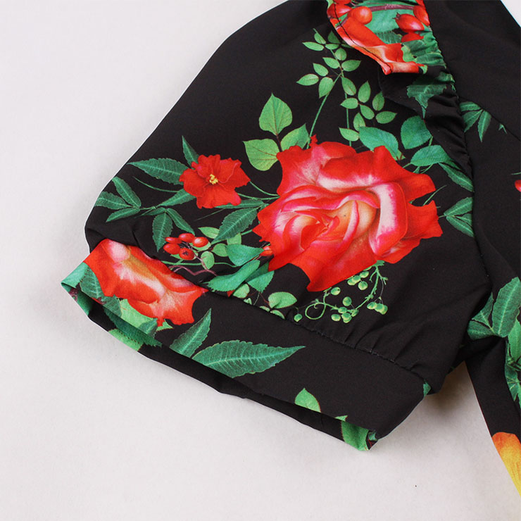 Retro Floral Print Dresses for Women 1960, Vintage 1950