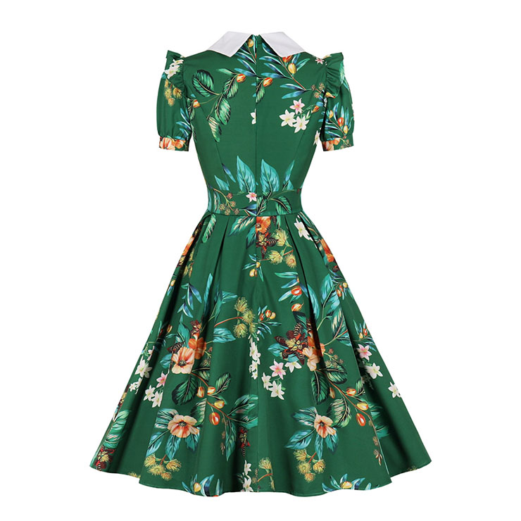 Retro Floral Print Dresses for Women 1960, Vintage 1950