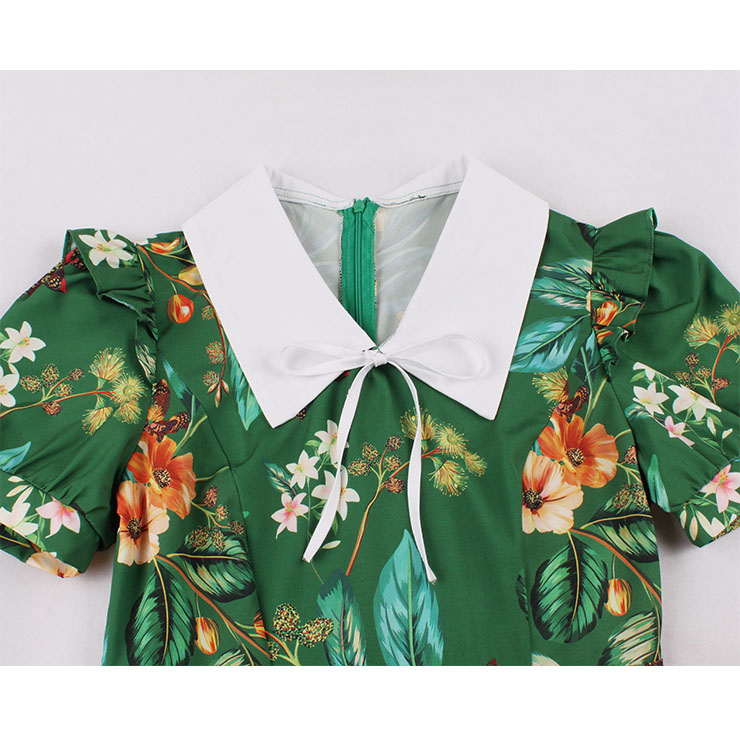 Retro Floral Print Dresses for Women 1960, Vintage 1950